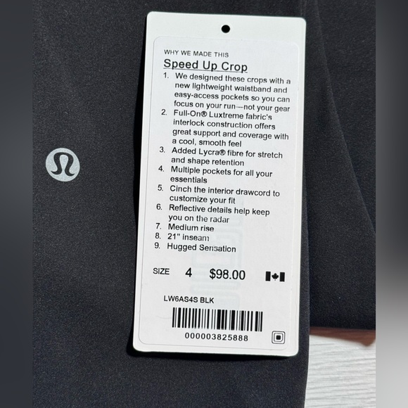 Lululemon Speed Up Crop 21” - Size 4 - Black - Picture 2 of 14